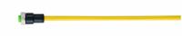 Cordset: 7/8" Female Straight x Bare Wire, 3 Pins, Yellow, TPE, 5 m Cable Lg, 12 A Max Current (A) (MPN 7700-A3021-U1B0500). Key specifications — Cable Jacket Color: Yellow; Cable Jacket Material: TPE; IP Rating: IP68; Wire Size: 16 AWG; Brand: MURRELEKTRONIK.