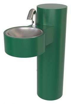 MURDOCK Pedestal Outdoor Hand Sink: 40 in Overall Ht, 22 in Bowl Lg, 6 1/2 in Bowl Dp, Sensor, 16 ga (MPN GWJ85-SO). Key specifications — Includes Side Splash: Side Splash Not Included; Power Source: Battery Powered; Brand: MURDOCK.