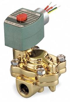 REDHAT Solenoid Valve: 2-Way, Normally Closed, 3/4 in Pipe Size, 110V AC/120V AC, Slow-Closing (MPN 8221G005HW). Key specifications — Coil Enclosure: Watertight; Pipe Size: 3/4 in; Voltage: 120V AC; Brand: REDHAT.