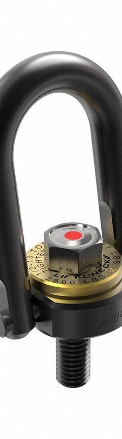 JERGENS Hoist Ring: Pivot/Swivel, w/Indicator, Black Oxide-Coated Steel, 7/8"-9, Max. 8,000 lb (MPN 23424LC). Key specifications — attr994472: JERGENS; attr994492: 7/8"-9; attr998493: Lifting.