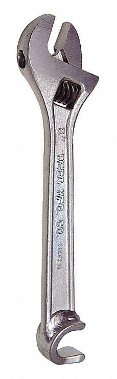 REED Adjustable Wrench: Alloy Steel, Chrome, 8 in Overall Lg, 15/16 in Jaw Capacity - Adjustable Wrenches with Valve Wheel End