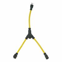 SOUTHWIRE Cord Adapter: 2 ft Lg, 12 AWG, 5-15P Plug, 5-15R Receptacle, Yellow, 125V AC (MPN 90188802). Key specifications — Temperature Rating: -40° to 140°F; NEMA Plug Configuration: 5-15P; NEMA Receptacle Configuration: 5-15R; Brand: SOUTHWIRE.