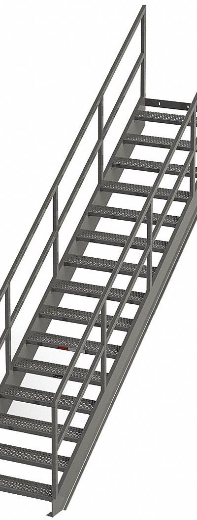 APPROVED VENDOR Portable Stairs: 12.3 ft Overall Ht - Easy-Climb Steel Stairs