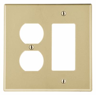 HUBBELL Wall Plate: Combo, 2 Gang, Ivory - Combination Wall Plates