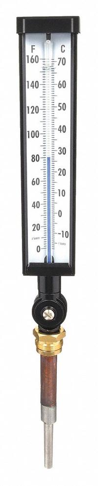 APPROVED VENDOR Industrial Glass Thermometer: 0°F to 160°F /-10°C to 70°C, +/-1% Accuracy (MPN 4LZP7). Key specifications — Thermometer Thread Type: UNEF; Accuracy: +/-1%; Brand: APPROVED VENDOR.