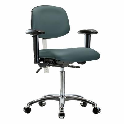 APPROVED VENDOR Cleanroom Task Chair: Vinyl, Arms Included, Ht Range 21 1/2 in to 29 in - Vinyl Cleanroom Chairs