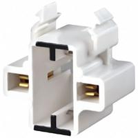 LEVITON Lampholder: Lamp Holder, 2-Pin (GX23), 1 3/8 in Overall Lg, 75 W Watt, 600V AC Volt, White (MPN 26720-100). Key specifications — attr234509: 2-Pin (GX23); attr234515: 600V AC; attr327041: Lamp Holder; attr239872: LEVITON; attr234516: White; attr234535: Horizontal Mounting Orientation.