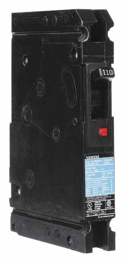 Siemens Molded Case Circuit Breaker: 110 A Amps, 22kA at 277V AC, Fixed, Load Side Lug - ED-Frame Siemens Molded Case Circuit Breakers
