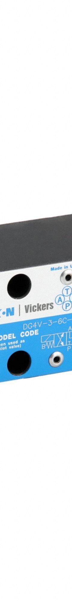 VICKERS Hydraulic Directional Valve: 16 gpm Max Flow Rate, D03 NFPA Size, Three Positions, Tank (MPN 565465). Key specifications — attr1018253: VICKERS; attr1018274: D03; attr1018283: Tank; attr1018249: 565465; attr1018300: Electrical; attr1018289: DG4V.