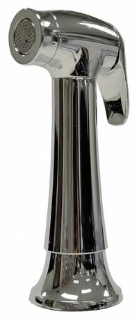 DANCO Kitchen Sprayer: Plastic, Chrome, 3 1/2 in Overall Lg, 1/2" Connection Size, NPSM, Guide (MPN 9D00010330). Key specifications — Inlet Connection Type: NPSM; Brand: DANCO; Connection Size: 1/2"; Color/Finish: Chrome; Includes: Guide; Material: Plastic; Product Type: Kitchen Sprayer.