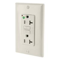 LEVITON GFI Receptacle: Hospital Grade Fed. Spec., Decorator Duplex, 5-20R, Light Almond, GFCI, 20 A (MPN GFTR2-HGT)
