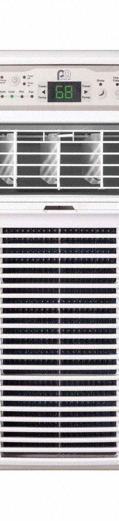 PERFECT AIRE Window Air Conditioner: 400 sq ft – 450 sq ft, 10,000 BtuH, 115V AC, 5-15P, Slide Out (MPN 4PASC10000). Key specifications — Brand: PERFECT AIRE; Combined Energy Efficiency Ratio (CEER) Rating: 12; Voltage: 115V AC; NEMA Plug Configuration: 5-15P; Special Features_Broad: Remote Control.