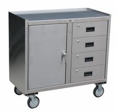 JAMCO Mobile Cabinet Workbench: 37 in x 21 in, Stainless Steel, 1,200 lb Overall Load Capacity (MPN YY136U500). Key specifications — Assembly: Fully Assembled; Brand: JAMCO.