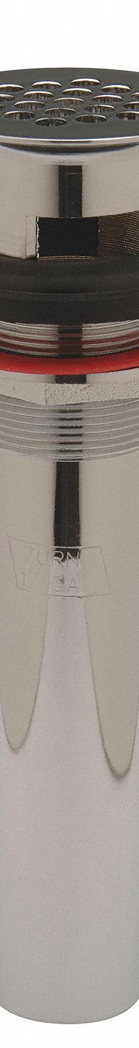 ZURN Sink Drain: Brass, Chrome, 2 1/4 in Overall Dia, Slip, 1 1/4 in Pipe Dia, Includes Overflow (MPN Z8743-6-PC). Key specifications — Product Type: Sink Drain; Brand: ZURN; Finish: Chrome; Material: Brass; Includes Overflow: Yes; Includes: Cast Brass Locknut and 6 in Tailpiece.