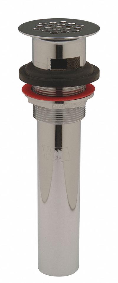 ZURN Sink Drain: Brass, Chrome, 2 1/4 in Overall Dia, Slip, 1 1/4 in Pipe Dia - Sink Drains with Flat Strainer
