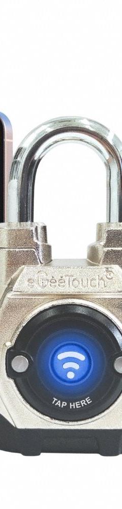 EGEETOUCH Bluetooth Padlock: Silver, Zinc Die-Cast, Stainless Steel Shackle (MPN 5-02501-94-54). Key specifications — attr1351169: NFC; attr1320070: Series 5th Gen; attr1314123: EGEETOUCH.