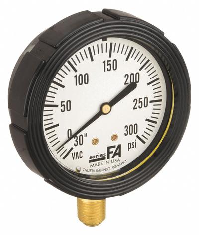 SPAN Compound Gauge with Internal Seal: 0 psi to 300 psi, LFS-210, 2 1/2 in Dial - Dial Pressure Gauges with Freeze- & Clog-Resistant Internal Seal