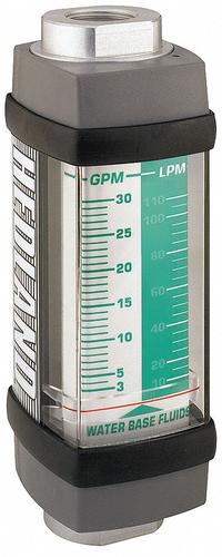 HEDLAND Mechanical Flowmeter: Water-Based Fluid Meter, Scale, Variable Area, Inline, Universal, NPTF (MPN H613A-010). Key specifications — Display Type: Scale; O-Ring Material: Viton; Includes Flow Rate Adjustment Knob: No; Includes Pressure Guage: No; Mounting Orientation: Universal; Unit Of Measure: Liters; Brand: HEDLAND; Accuracy: +/-2%.