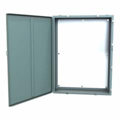 HAMMOND Electrical Enclosure: Steel, 48 in x 36 in x 12 in, NEMA 12/13/3R/4, w/Panel, Solid Cover (MPN 1418N4S12). Key specifications — Closure Method: Clamps; Brand: HAMMOND; Knockouts: Not Included.