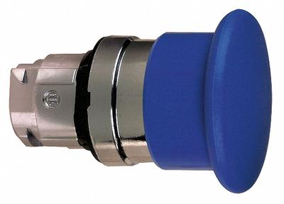 SCHNEIDER Mushroom Head Push Button: Blue, 22 mm Mounting Size, Metallic - Mushroom-Head Push-Button Operators