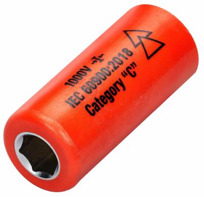 ITL Insulated Socket: 1/4 in Drive Size, 5/16 in/8 mm Socket Size, 1 5/8 in Overall Lg - 1/4" Drive Metric Insulated Hand Sockets