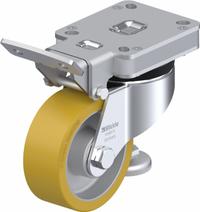 BLICKLE Plate Caster: Polyurethane Tread, Steel, 100 mm Wheel Dia, 142 mm Mounting Ht, Swivel, Slot (MPN 887636). Key specifications — Brand: BLICKLE.