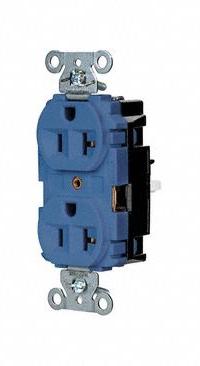 HUBBELL Receptacle: Duplex, 5-20, Blue, 125V AC, 20 A, 2 Pole / 3 Wire (MPN 5362STBL)