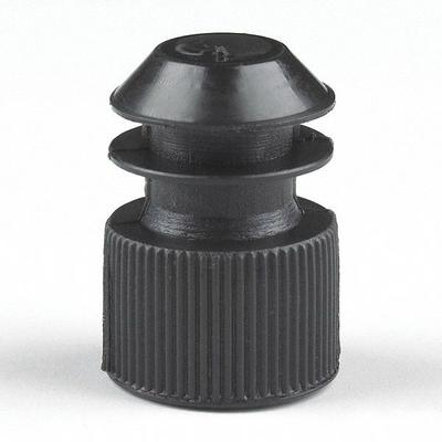 GLOBE SCIENTIFIC Cap: 16 mm Dia, Black, Polyethylene, Unlined - Plug Caps