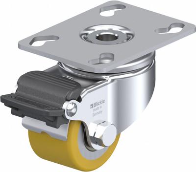 APPROVED VENDOR Plate Caster: Swivel, No Brake, Polyurethane, 51 mm Wheel Dia, 33 mm Wheel Wd - Medium-Duty Metric Plate Casters