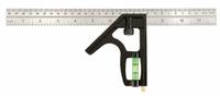 JOHNSON LEVEL Combination Square: Inch/Metric, Stainless Steel, 4 3/4 in, 12 in x 0.85 in, Cast Zinc (MPN 400EM-S). Key specifications — attr936159: 1 mm; attr936166: Cast Zinc; attr936169: Scriber; attr934771: JOHNSON LEVEL; attr936157: Etched.