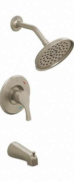 CFG Tub and Shower Faucet: T58913, 1.75 gpm Fixed Showerhead Flow Rate, Nickel, Single Function (MPN T58913EPBN). Key specifications — Series: T58913; Showerhead Spray Patterns: Single.