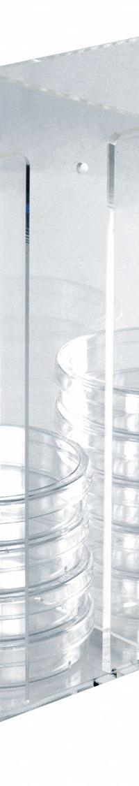 Bin: 4 1/4 in Overall Wd, 9 1/4 in Overall Ht, 8 3/4 in Overall Lg, Acrylic, Clear, 2 Compartments (MPN HS23452). Key specifications — Material: Acrylic; Mounting Location: Benchtop; Color: Clear; Product Type: Storage Bin; Total Holding Capacity: 30 x 100 mm Dishes; Brand: HEATHROW SCIENTIFIC.