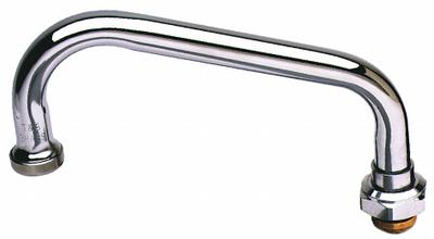 T&S BRASS Spout: Spout, Double-Bend, Swivel Spout, Brass, Chrome, 26.3 gpm Flow Rate - Double-Bend Faucet Spouts