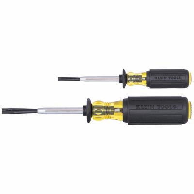 KLEIN TOOLS Screw Holding Screwdriver Set: 1-10 Pieces, 2 Pieces, Slotted Tip, Cushion Grip - General Purpose Screwdriver Sets