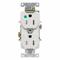 LEVITON Tamper-Resistant Duplex Receptacle: Hospital Grade, Duplex, 5-15R, White, 125V AC, 15 A (MPN T8200-W)