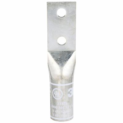 3M Compression Lugs: For 1000 kcmil, Stranded Wire, 1/2 in Stud Size, Long - Two-Hole Compression Lugs