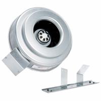 In-Line Duct Fan: 513 cfm Max., 10 in Duct, 93 W, 120V AC, 1 Ph, IP44, Galvanized Steel (MPN 56002). Key specifications — Includes: Mounting Bracket; Brand: FANTECH; Speed Controllable: Yes; High-Efficiency Motor: Yes; Nameplate Voltage: 120V AC; Number of Speeds: 1; Airflow @ 0.000 in SP - Range: 500 to 749 cfm; High-Efficiency Motor_Broad: High-Efficiency Motor.