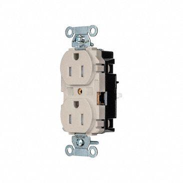 HUBBELL Receptacle: Duplex, 5-15, Light Almond, 125V AC, 15 A, 2 Pole / 3 Wire (MPN 5262STLATR) - General Purpose Receptacles