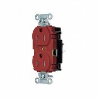 HUBBELL Receptacle: Duplex, 5-15, Red, 125V AC, 15 A, 2 Pole / 3 Wire (MPN BR15STRTR)