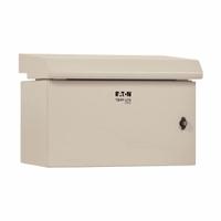 EATON TRIPP LITE Server Enclosure with Fan: 6 Rack Units, NEMA 3R, 120V AC, Gray Powder-Coated (MPN SRN3RG6U). Key specifications — Brand: EATON TRIPP LITE; Includes: (2) Keys; Material: Steel; Fan Input Voltage: 120V AC; Fan Style: (7) 150 mm Fans; PBT Blades; Aluminum Frame; 190/210 CFM.