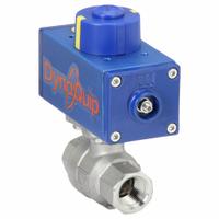 DYNAQUIP CONTROLS Pneumatically Actuated Two-Way Ball Valve: 1/2 in, Stainless Steel, FNPT x FNPT (MPN P2S23AJDA032A). Key specifications — Brand: DYNAQUIP CONTROLS; Pilot Solenoid Voltage: 115V AC.