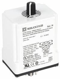SCHNEIDER Single Function Time Delay Relay: Socket Mounted, 120V DC, 10 A, 8 Pins/Terminals (MPN 9050JCK31V20). Key specifications — Contact Rating (AC): 10 A @ 120/240V; Brand: SCHNEIDER.