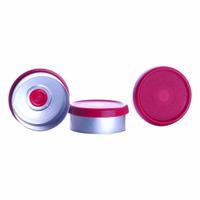 Lab Bottle Caps: 20 mm Dia, Red, Aluminum, Unlined, USP, 125 Closures Included, Colored (MPN W988011-S). Key specifications — Closure Type: Flip Cap; Clarity: Colored; Septa Included: No; Standards: USP; Vented: No; Brand: WHEATON; Closure Color: Red; Closure Liner Material: Unlined.