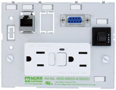MURRELEKTRONIK Combination Insert: RJ45 Cat5E/SUB-D9, (2) NEMA 5-15 GFCI - Panel Interface Inserts