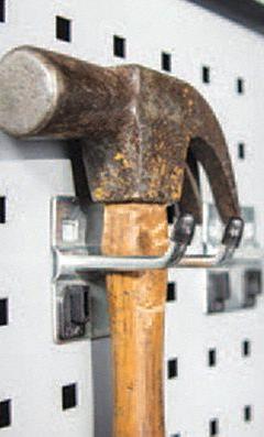 KENNEDY Double Rod Pegboard Hook: 2 in x 2 1/4 in x 2 3/8 in, 10 Hooks, 2 in Hook Dp, Locking Clip (MPN 99828). Key specifications — Mounting Type: Surface; Finish: Zinc-Plated; Color: Silver; Accessory Type: 50-Degree Double Rod Hook; Locking System: Locking Clip; Material: Steel; Brand: KENNEDY.