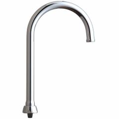 CHICAGO FAUCETS Spout: Spout, Gooseneck, Swivel Spout, Brass, Polished Chrome, 1.5 gpm Flow Rate (MPN GN2AFCJKABCP). Key specifications — Includes: Mounting Hardware; Product Type: Spout; Spout Style: Swivel; Body Material: Brass; Color/Finish: Polished Chrome; Brand: CHICAGO FAUCETS.