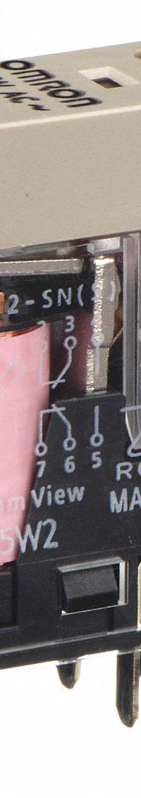 OMRON General Purpose Relay: Socket Mounted, 5 A Current Rating, 240V AC, DPDT, 8 Pins/Terminals (MPN G2R-2-SN-AC240(S)). Key specifications — Brand: OMRON; Base Type: Square; Mounting Style: Plug-In; Pin Shape: Flat; Electrical Connection: Quick-Connect; Manufacturer Part Number: G2R-2-SN-AC240(S); Series: G2RS Series.