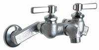 CHICAGO FAUCETS Straight Service Sink Faucet: Wall, Widespread, Cast Brass, Polished Chrome (MPN 305-RCF). Key specifications — Color/Finish: Polished Chrome; Includes: Pail Hook.