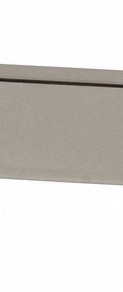 ECONOCO Rectangular Tubing Bracket: Single, 2 in Slot Spacing, 1 in Slot Lg, Chrome, 16 ga Gauge (MPN GR8). Key specifications — Product Type: Rectangular Tubing Bracket; Color: Silver; For Display Type: Single Slotted Standards; Material: Steel; Duty Rating: Heavy Duty; Brand: ECONOCO; Finish: Chrome; Includes: Screws.