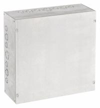 HOFFMAN Enclosure: Steel, 16 in x 15 in x 6 in, NEMA 1, Solid Cover, Screw On, Included, Galvanized (MPN ASG16X16X6). Key specifications — Brand: HOFFMAN; Closure Method: Screws; Knockouts: Included.